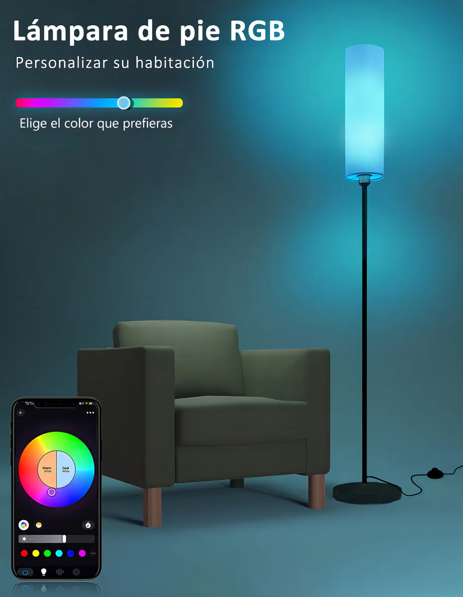 Lampara De Pie Moderna Rgb Minimalista  6