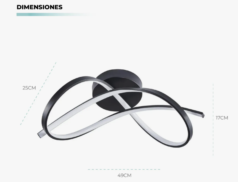 Lampara Techo Olas Metal Negro 49 Cm 3