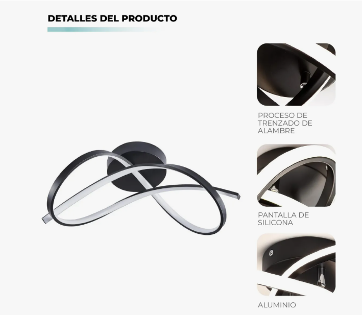 Lampara Techo Olas Metal Negro 49 Cm 4
