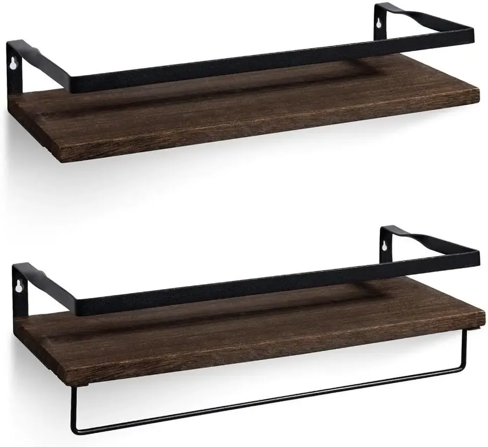 Set De 2 Repisas Flotantes Con Toallero 4