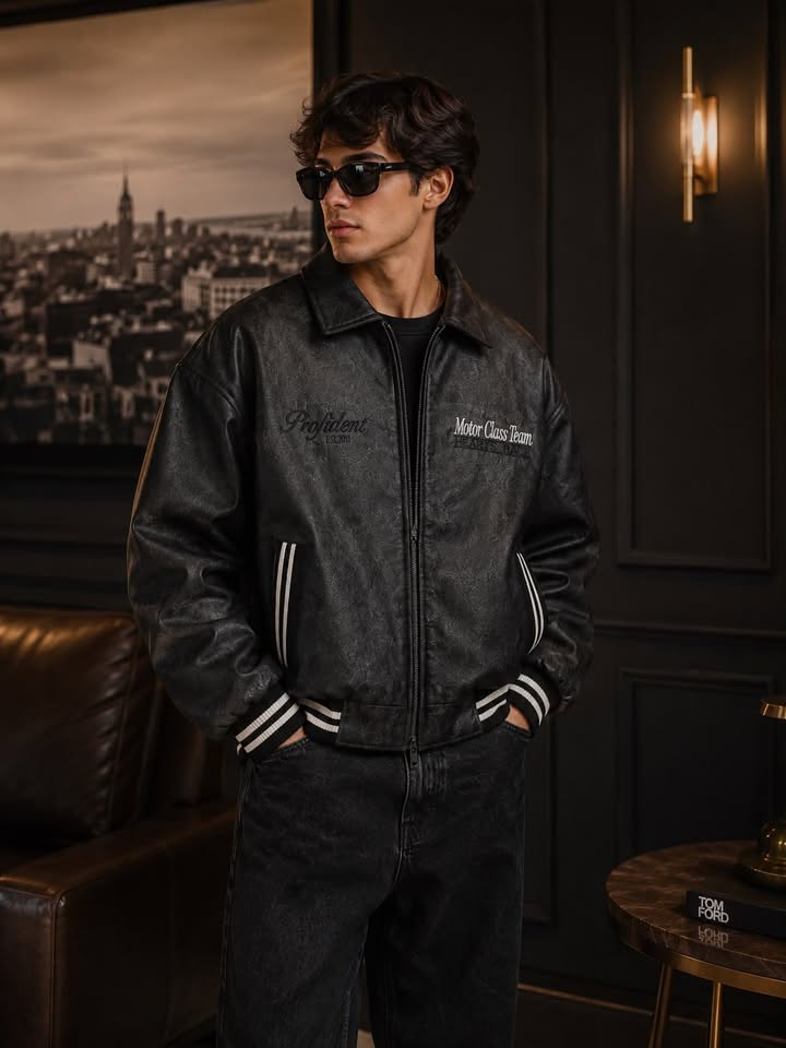 Chaqueta Overzise Alta Gama En Cuero