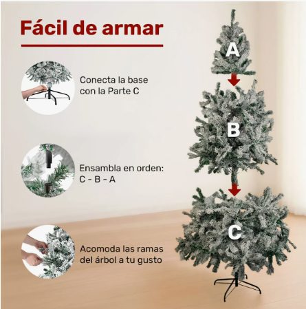Árbol Navidad Nevado 1.60m Pino Navideño 3