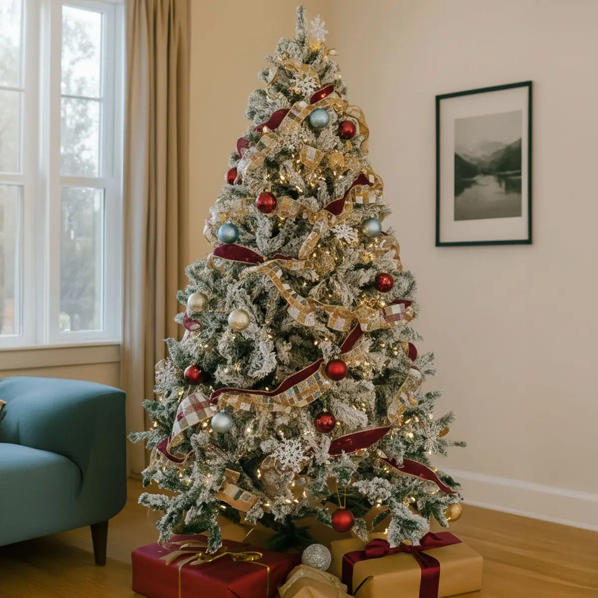 Árbol Navidad Nevado 1.96m Pino Navideño 4
