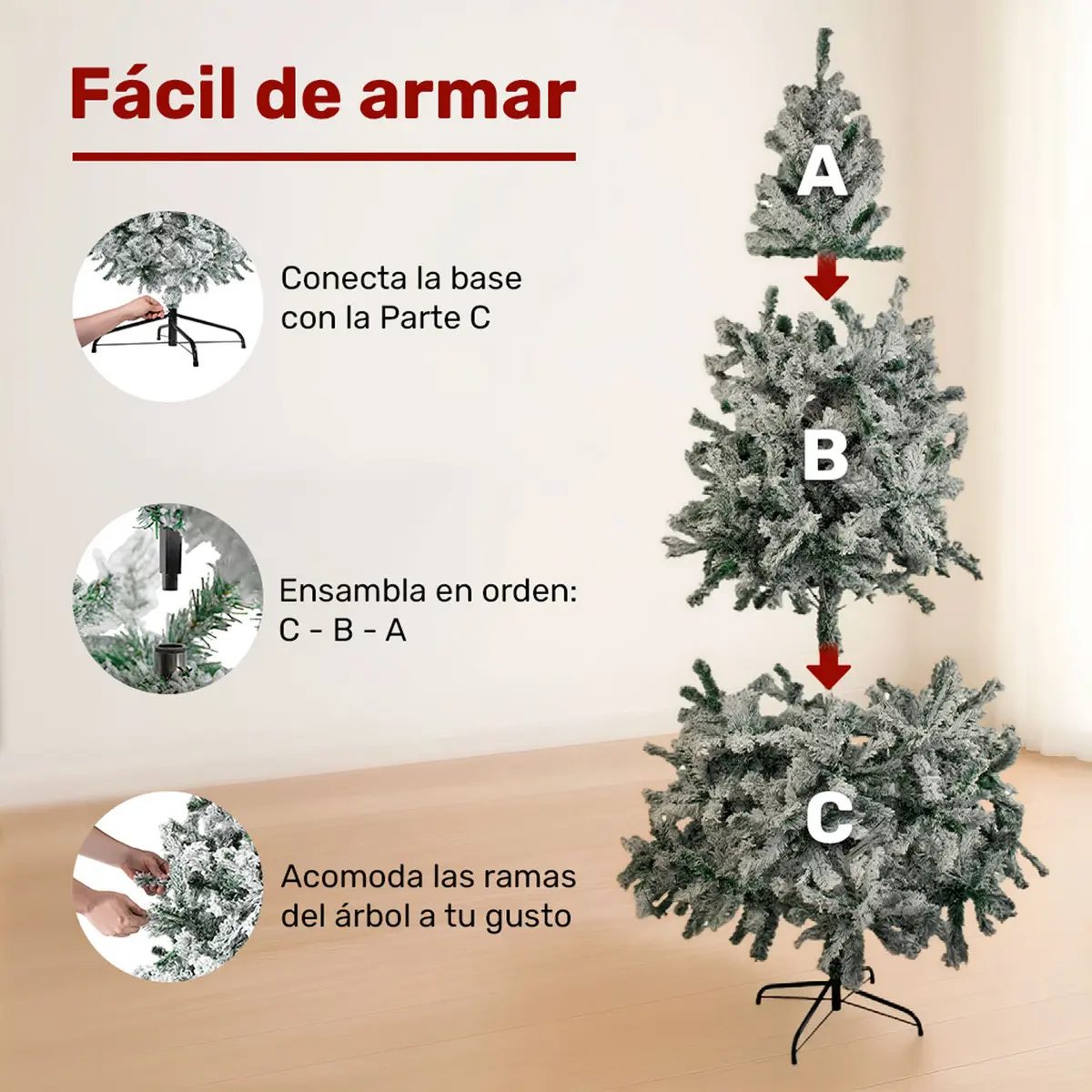 Árbol Navidad Nevado 1.96m Pino Navideño 3