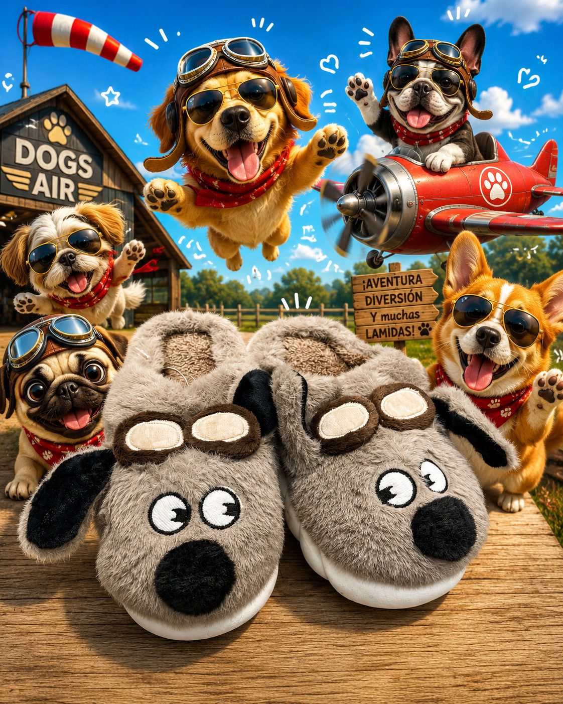 Pantuflas Perro Aviador 