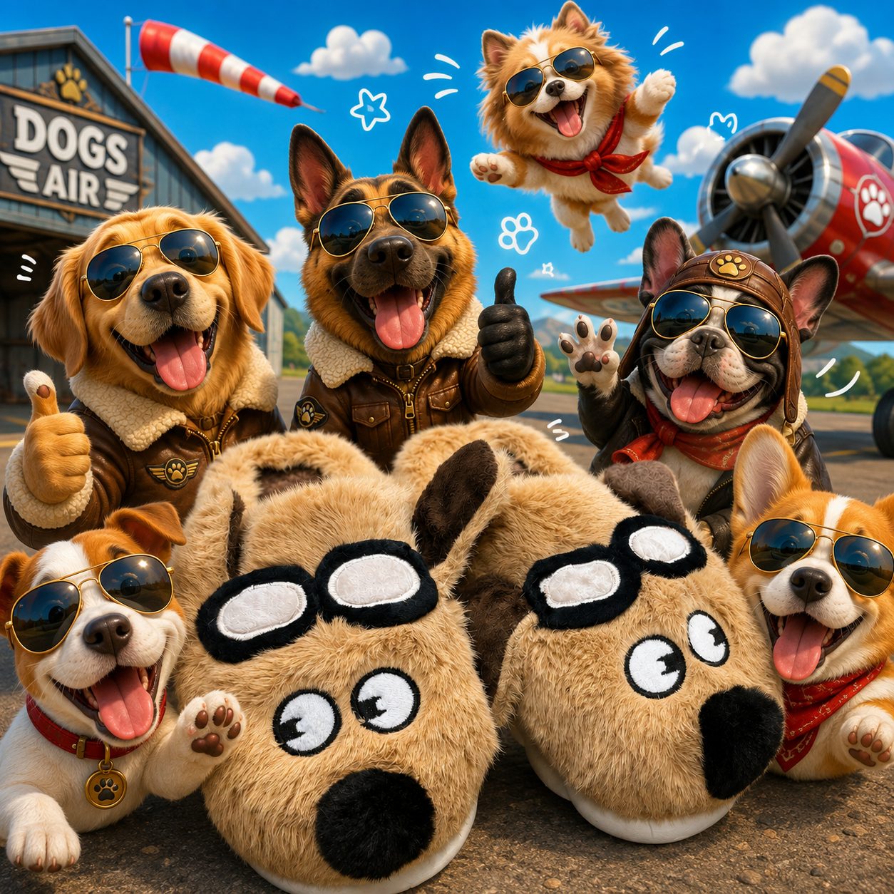 Pantuflas Perro Aviador 
