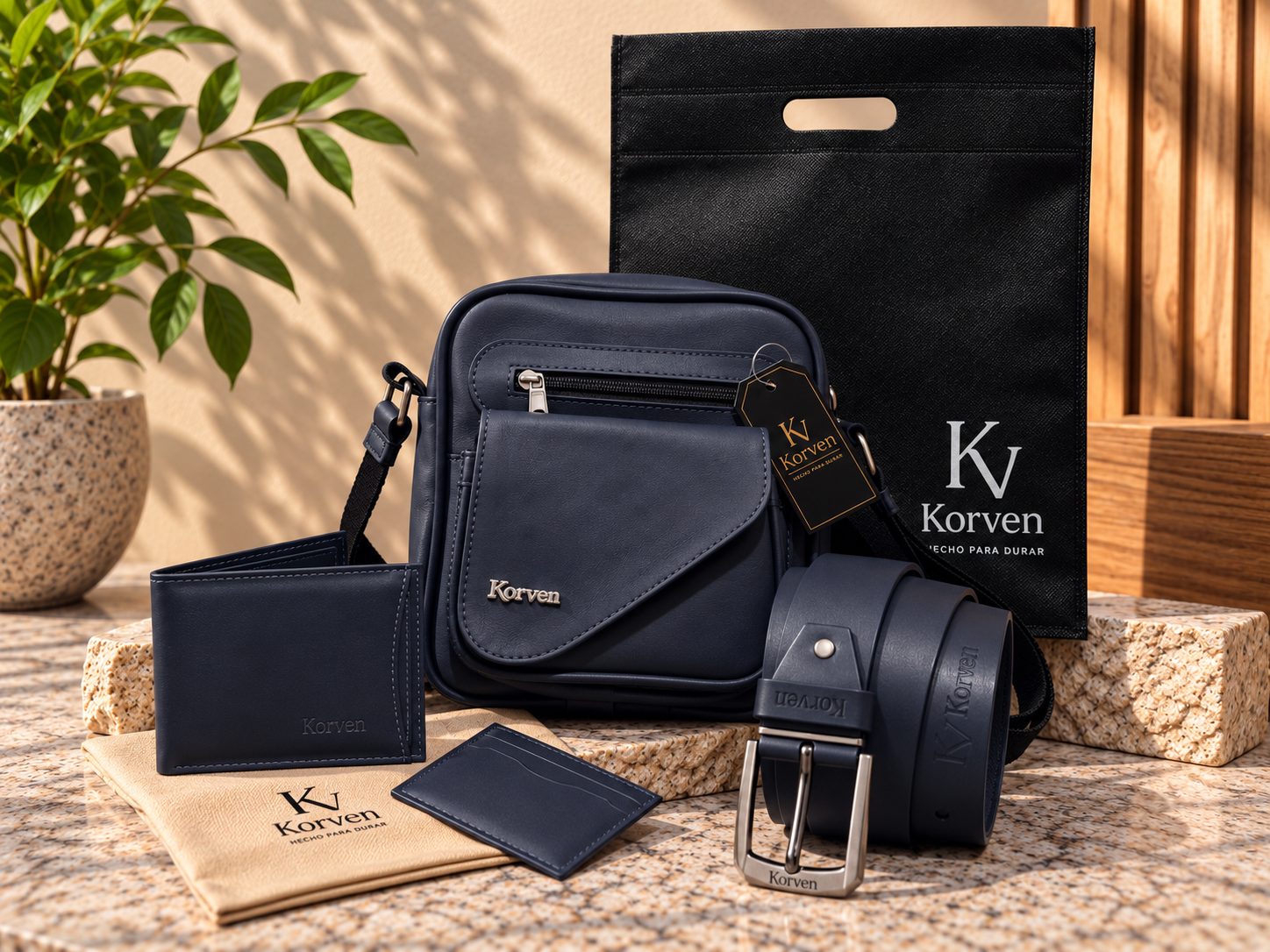Trio Korven Bolso 23 Cm Correa Billetera 3
