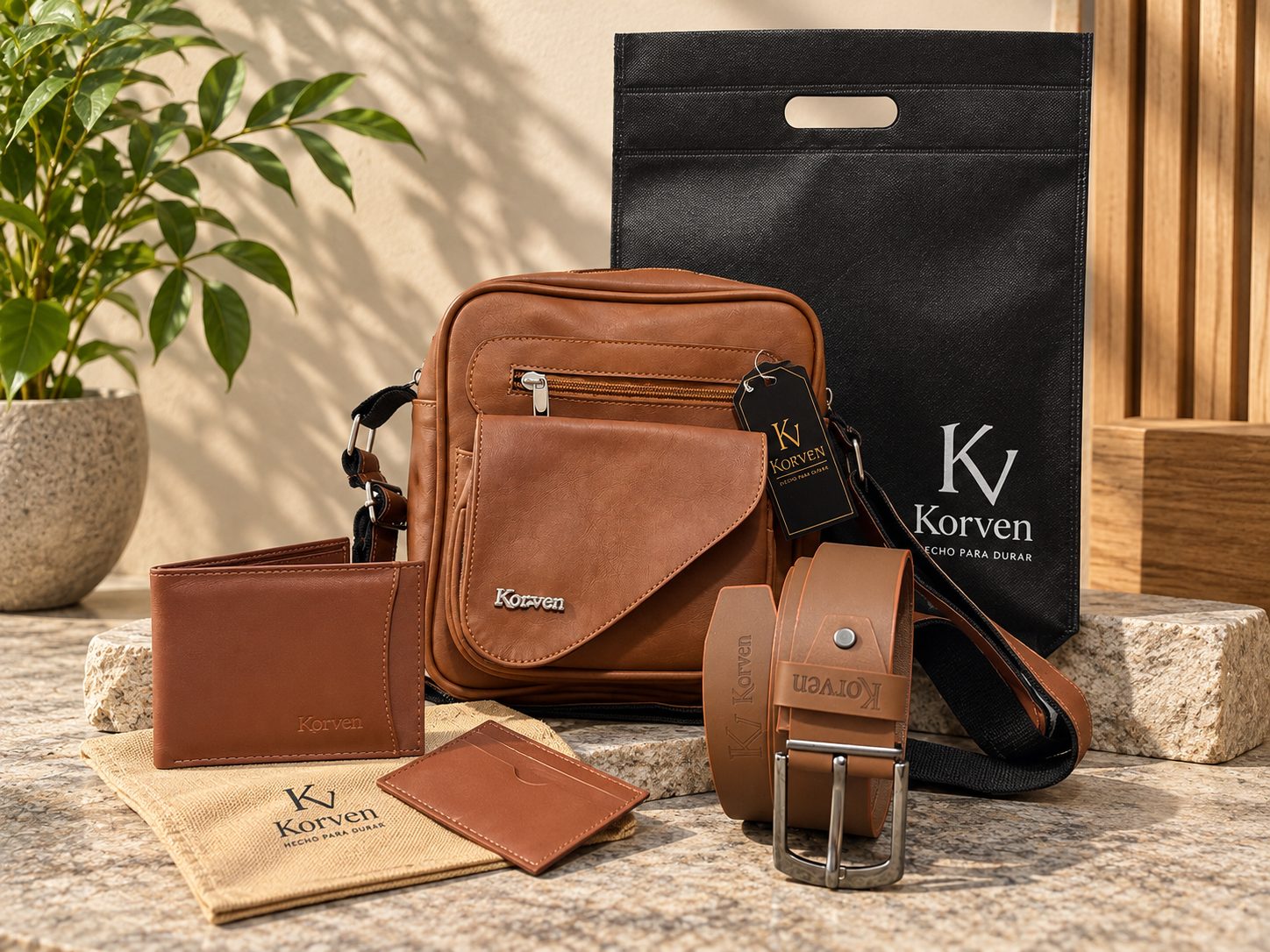 Trio Korven Bolso 23 Cm Correa Billetera