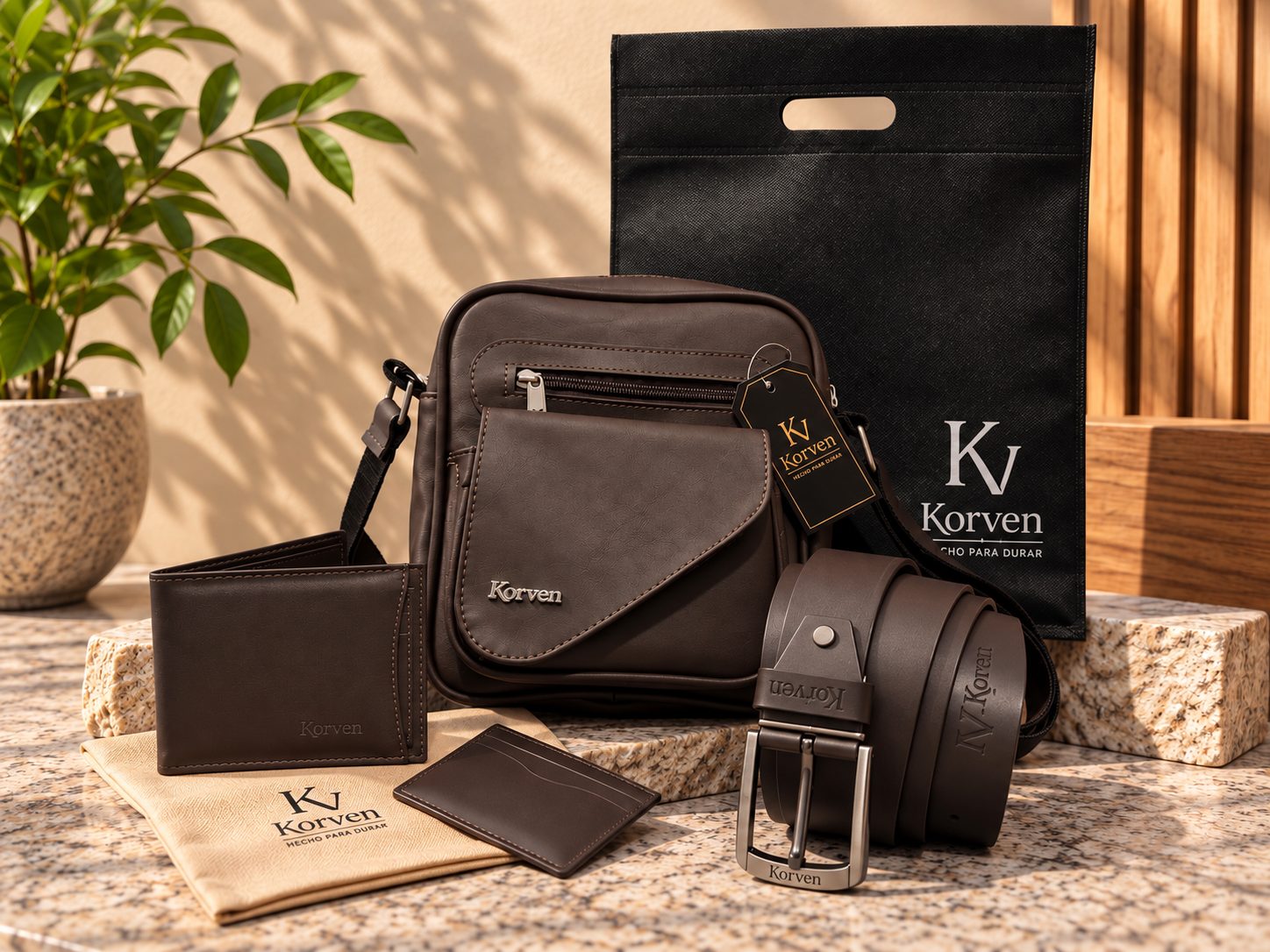 Trio Korven Bolso 23 Cm Correa Billetera 4