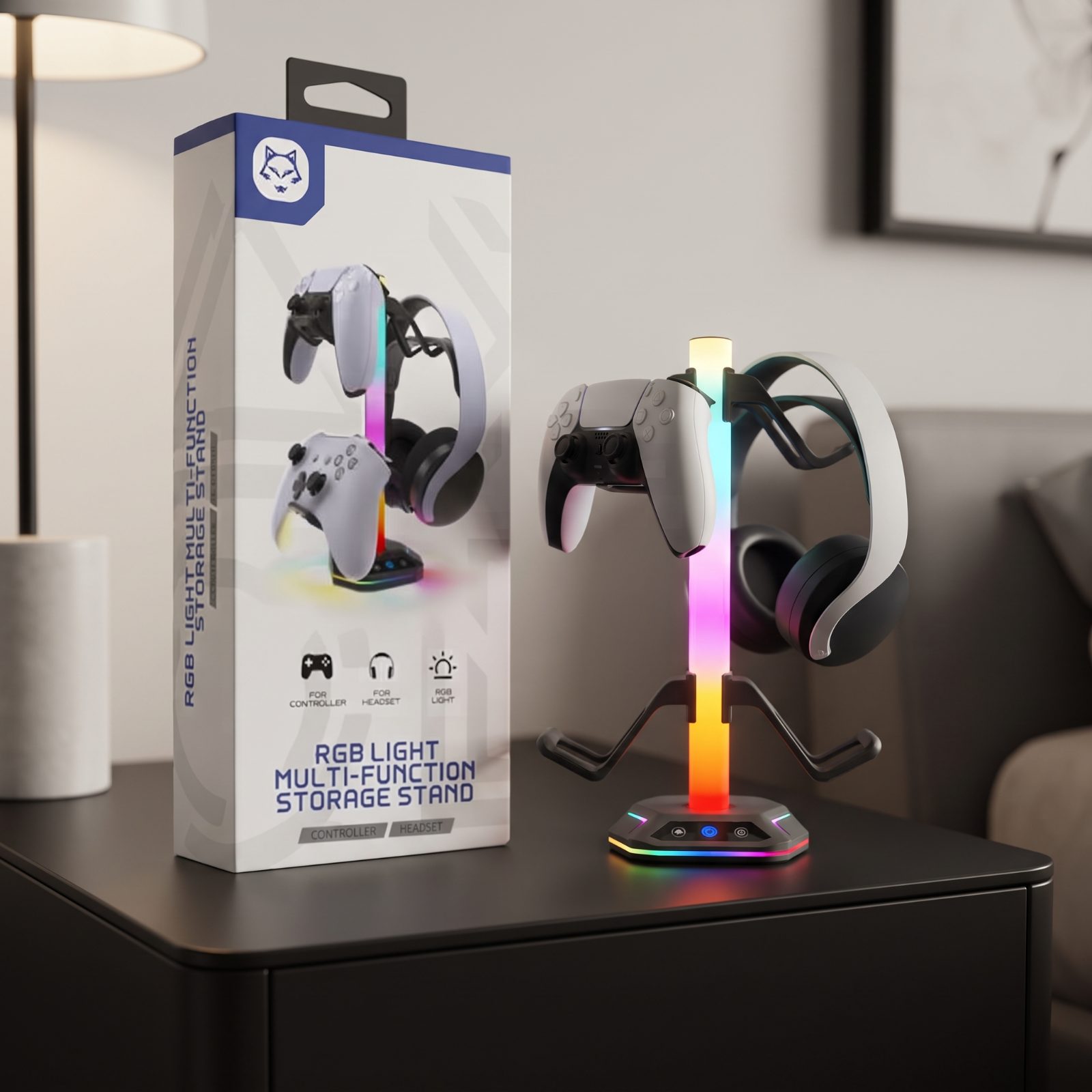 Soporte De Diadema Y Controles Con Luces